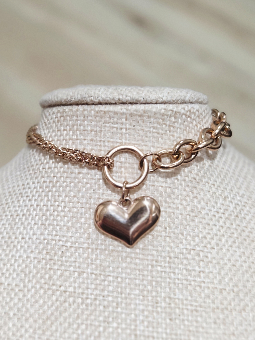 Rose Gold Heart Charm Chain Necklace